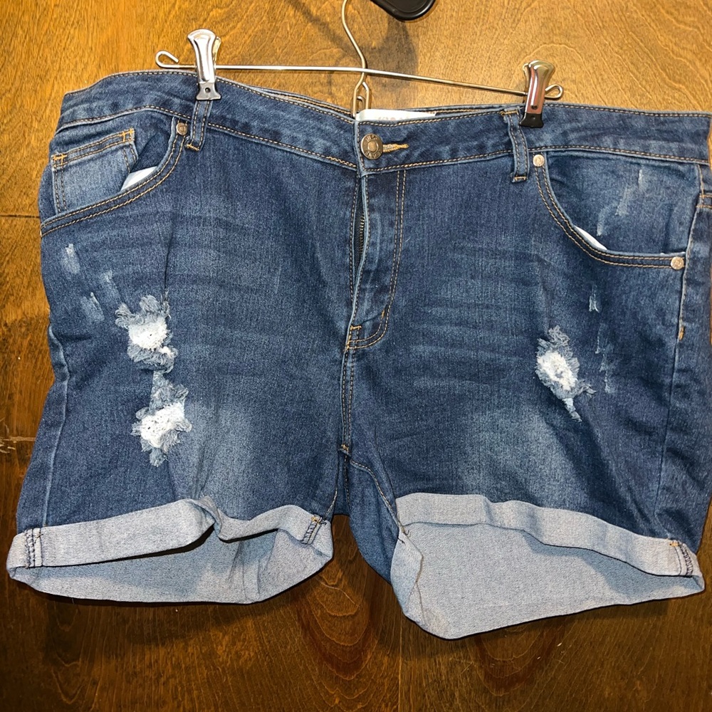 Plus Size 22W Super Distressed Jean Shorts